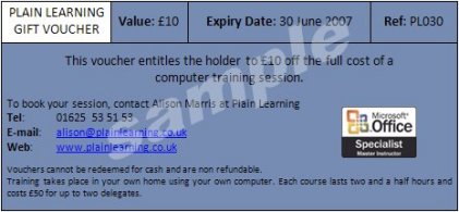 Plain Learning Gift Voucher